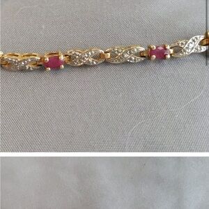 Elegant Gold and Ruby Gold plated over sterling silver 925 Bracelet